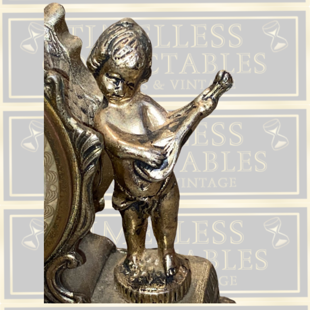 Vintage Splendex Brass Cherub Mantel Clock