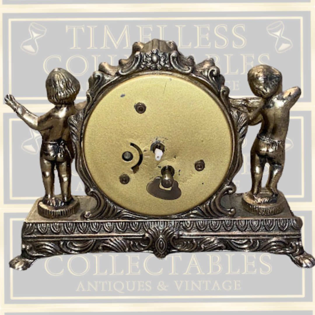 Vintage Splendex Brass Cherub Mantel Clock