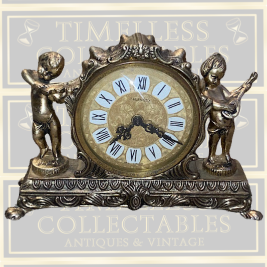 Vintage Splendex Brass Cherub Mantel Clock