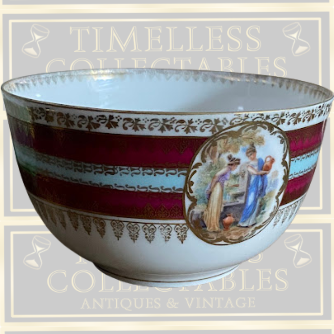 Antique Ernst Wahliss Austria Porcelain Royal Vienna Beehive Deep Bowl & Jug