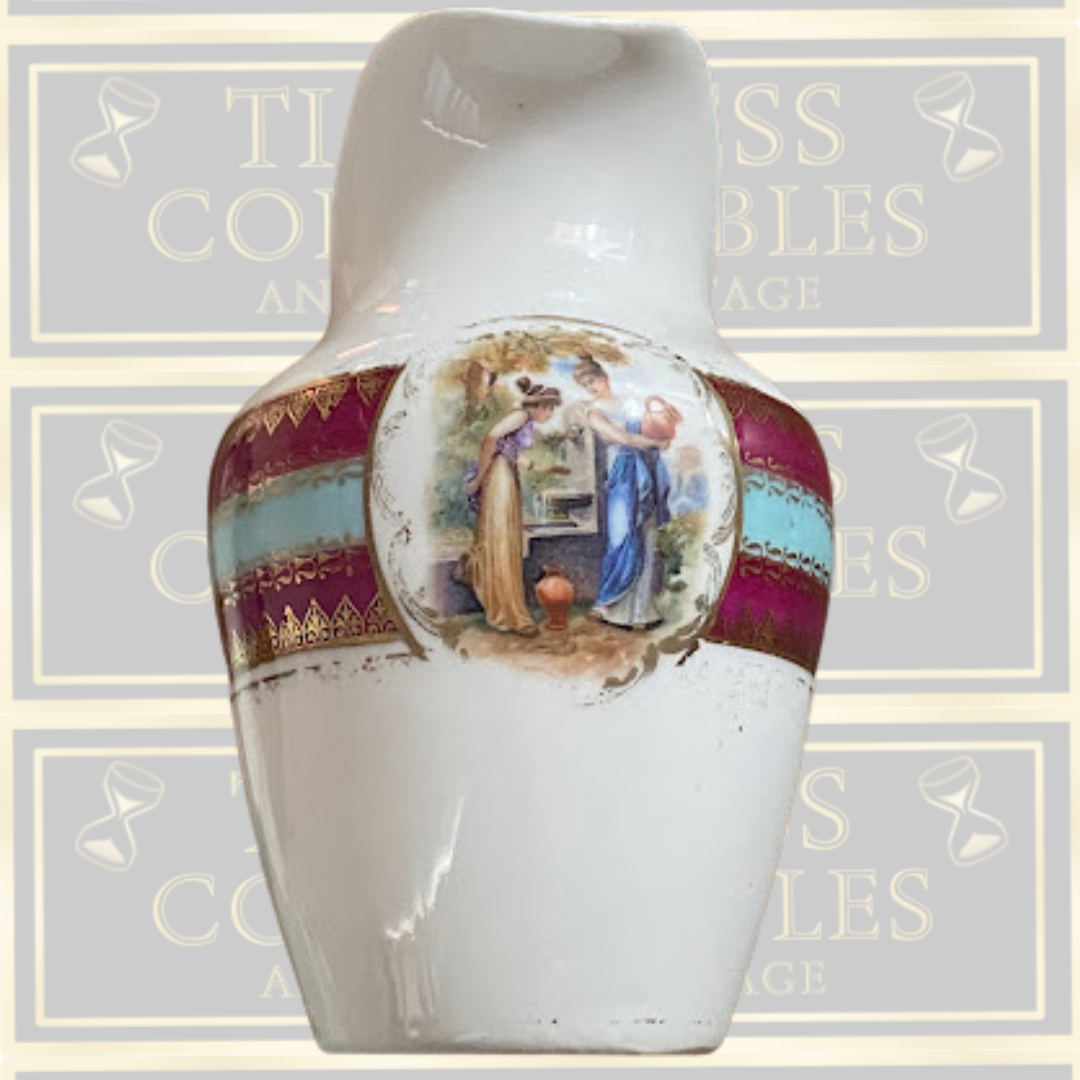 Antique Ernst Wahliss Austria Porcelain Royal Vienna Beehive Deep Bowl & Jug