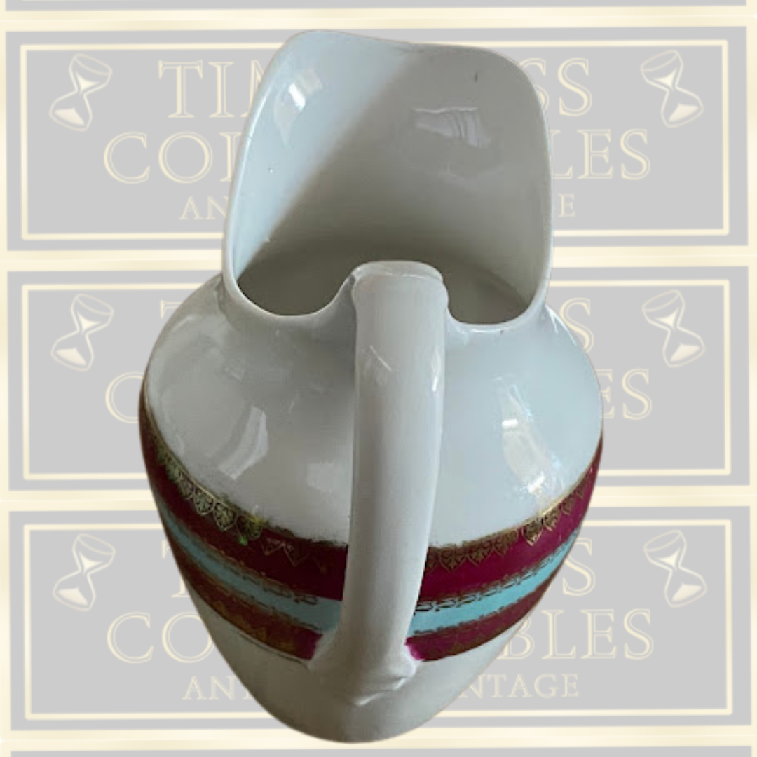 Antique Ernst Wahliss Austria Porcelain Royal Vienna Beehive Deep Bowl & Jug