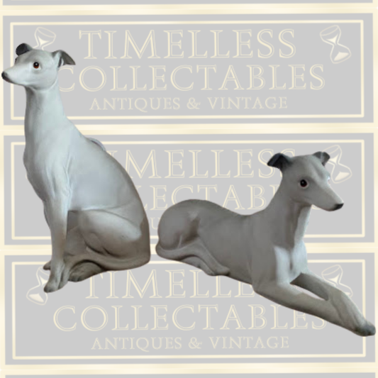 Vintage Pair Bisque Whippets Ha Wains & Sons Charisma