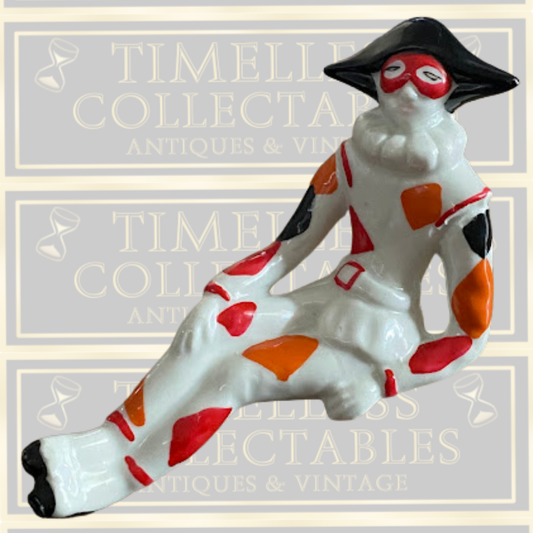 Vintage Ceramic Harlequin Clown Figurine
