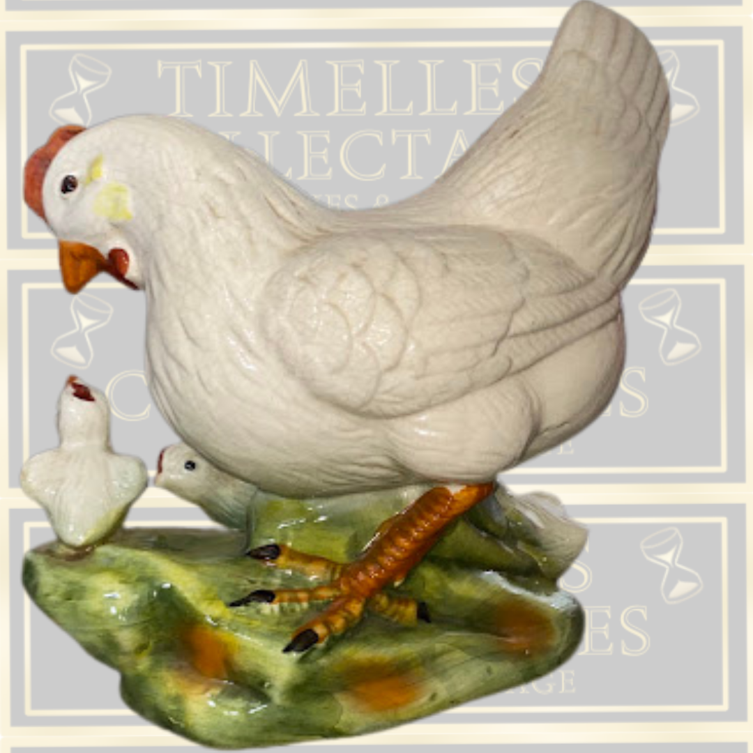 Vintage Large French Hen & Chicks Farmhouse Appeal