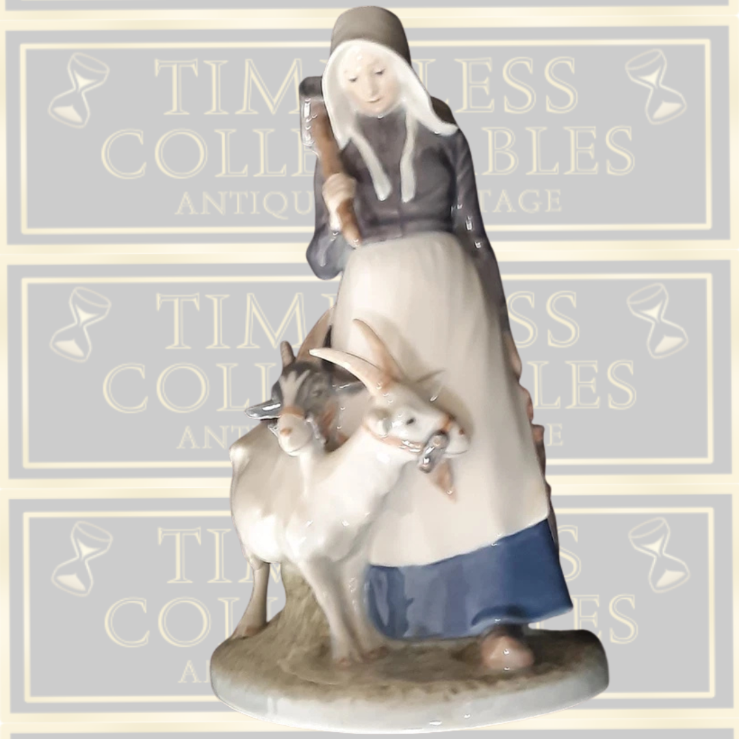 Vintage Royal Copenhagen Girl & Goats Figurine