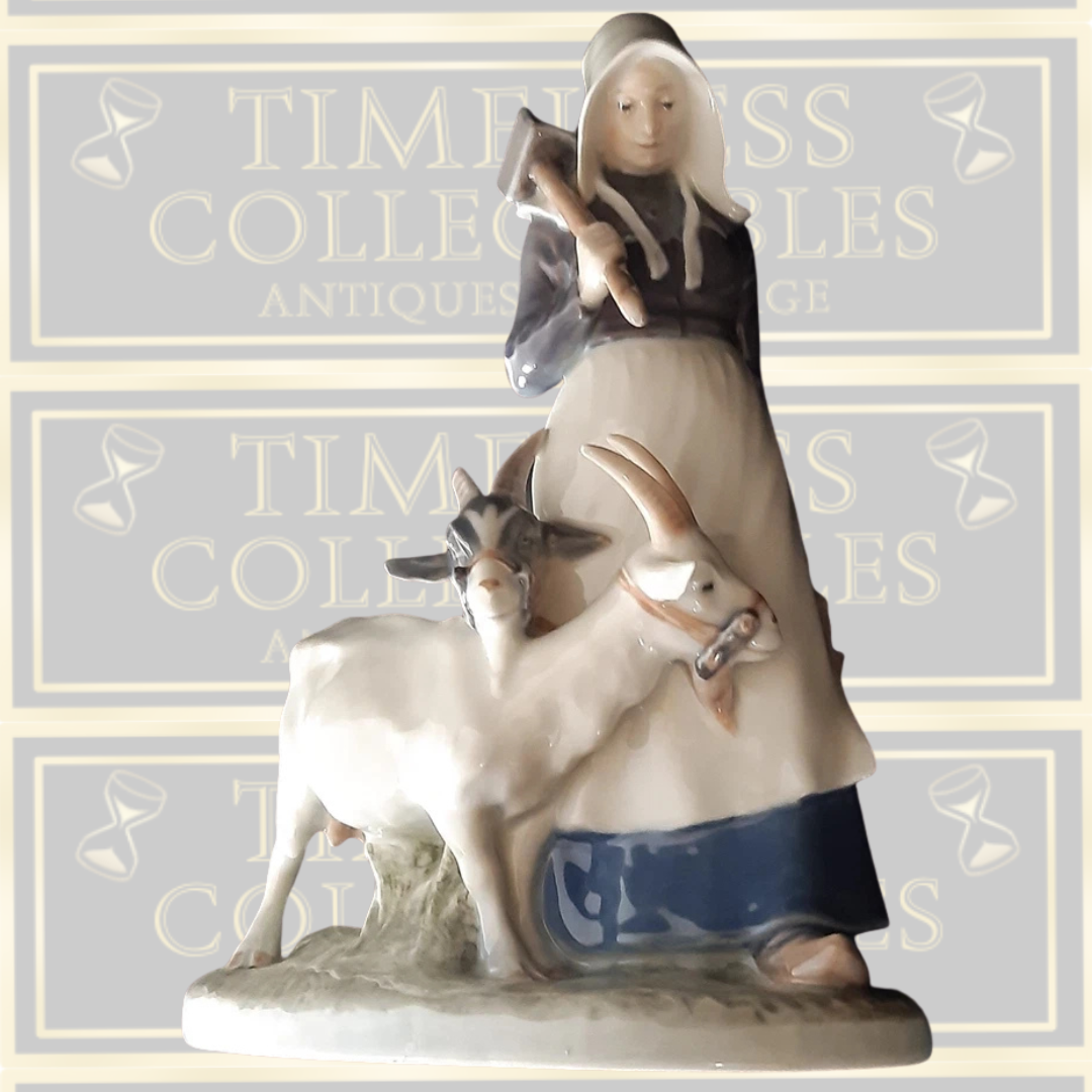 Vintage Royal Copenhagen Girl & Goats Figurine