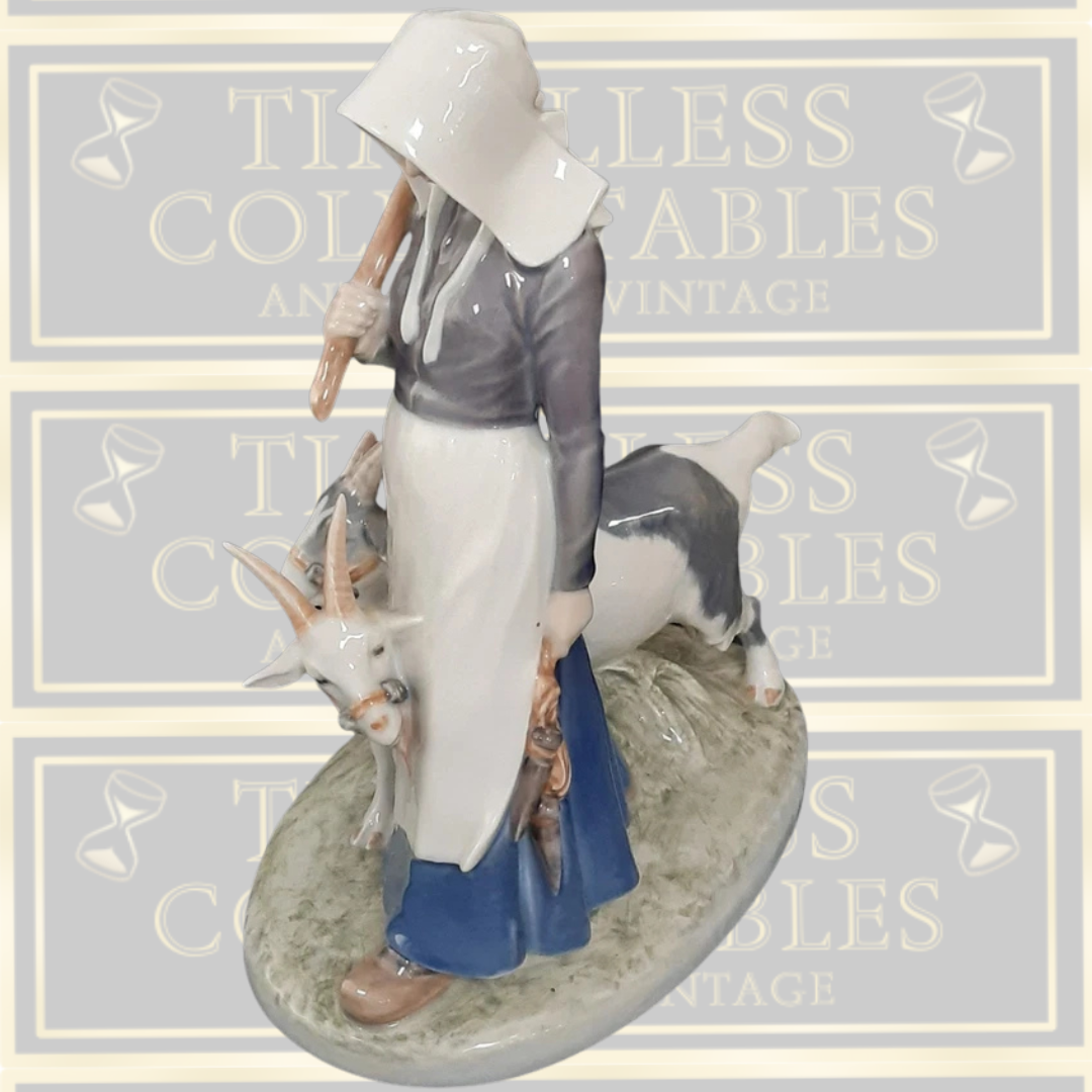 Vintage Royal Copenhagen Girl & Goats Figurine