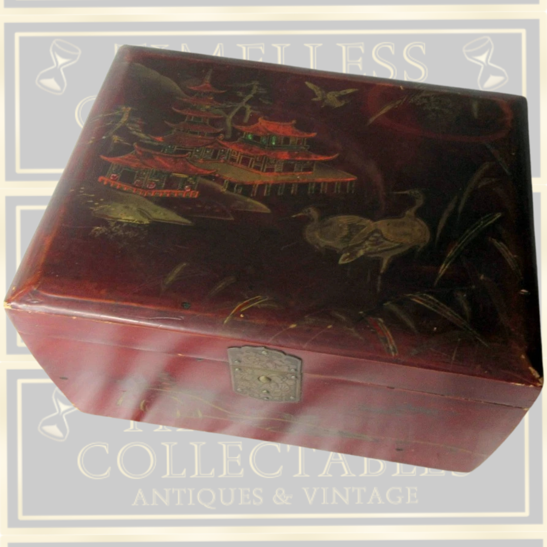 Antique Japanese Lacquerware Tea Caddy Box