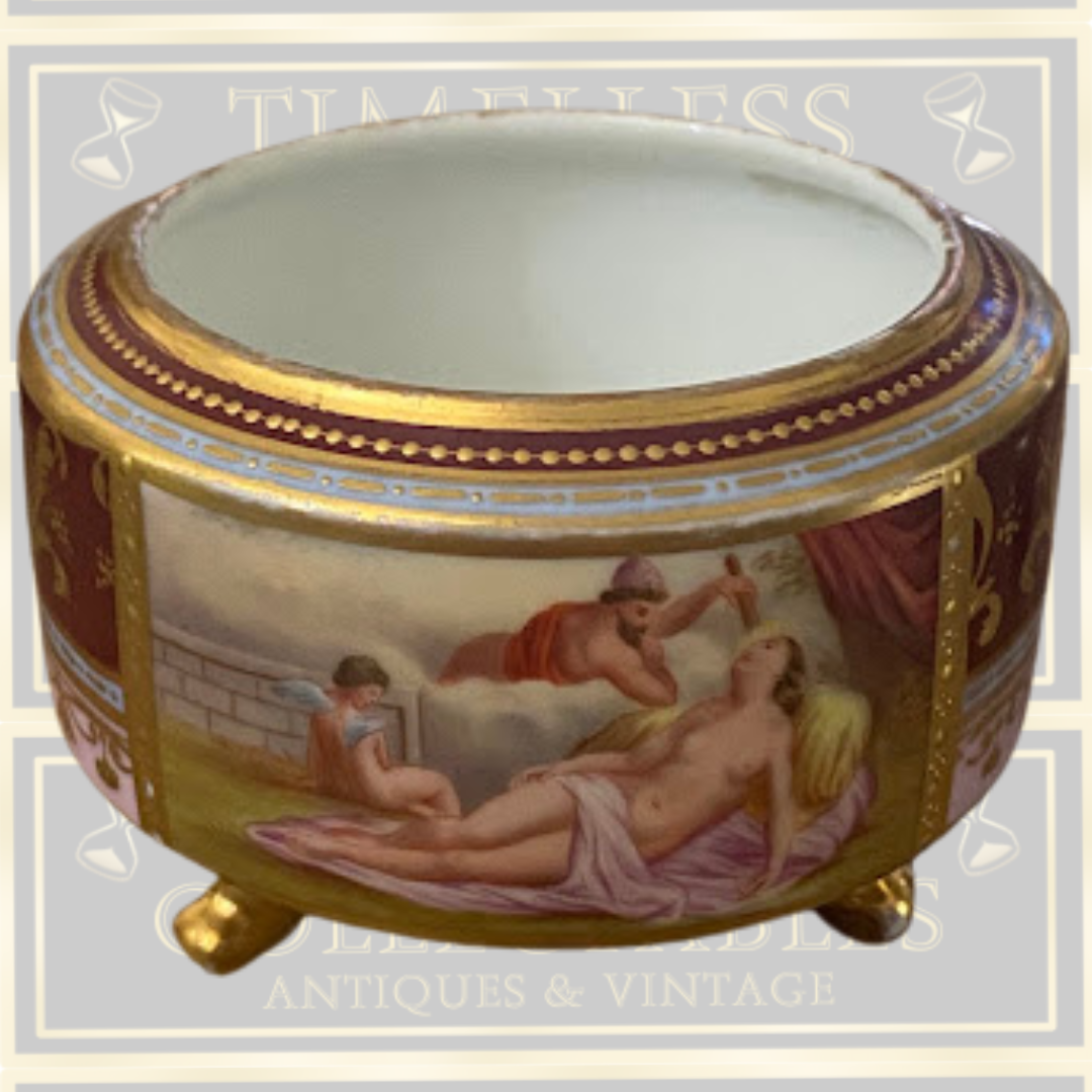 Antique Royal Vienna Style Footed Porcelain Sugar Box