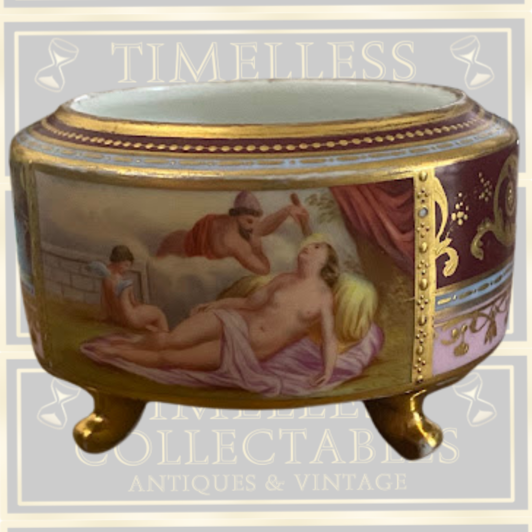 Antique Royal Vienna Style Footed Porcelain Sugar Box