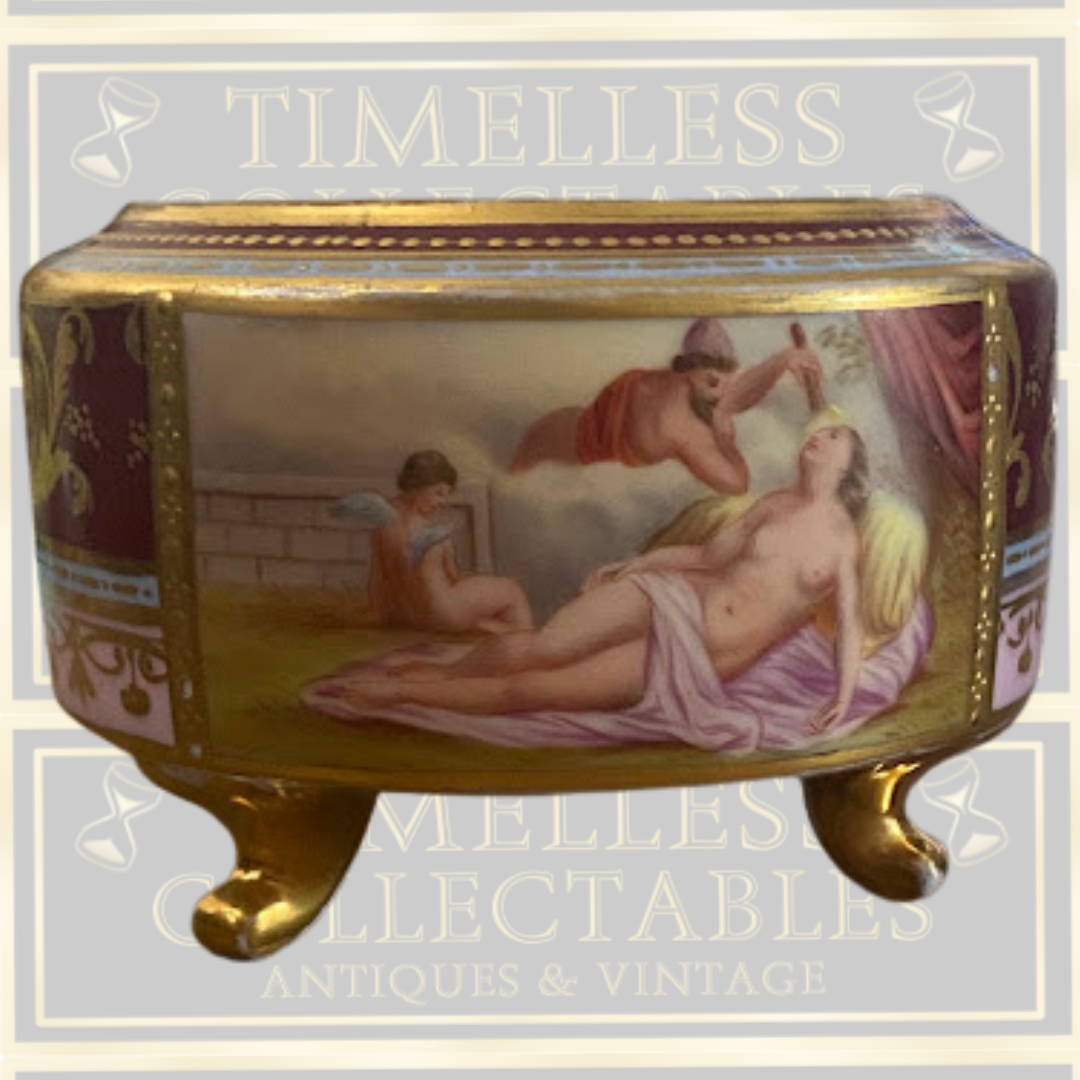 Antique Royal Vienna Style Footed Porcelain Sugar Box