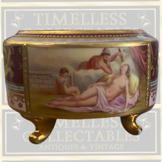 Antique Royal Vienna Style Footed Porcelain Sugar Box