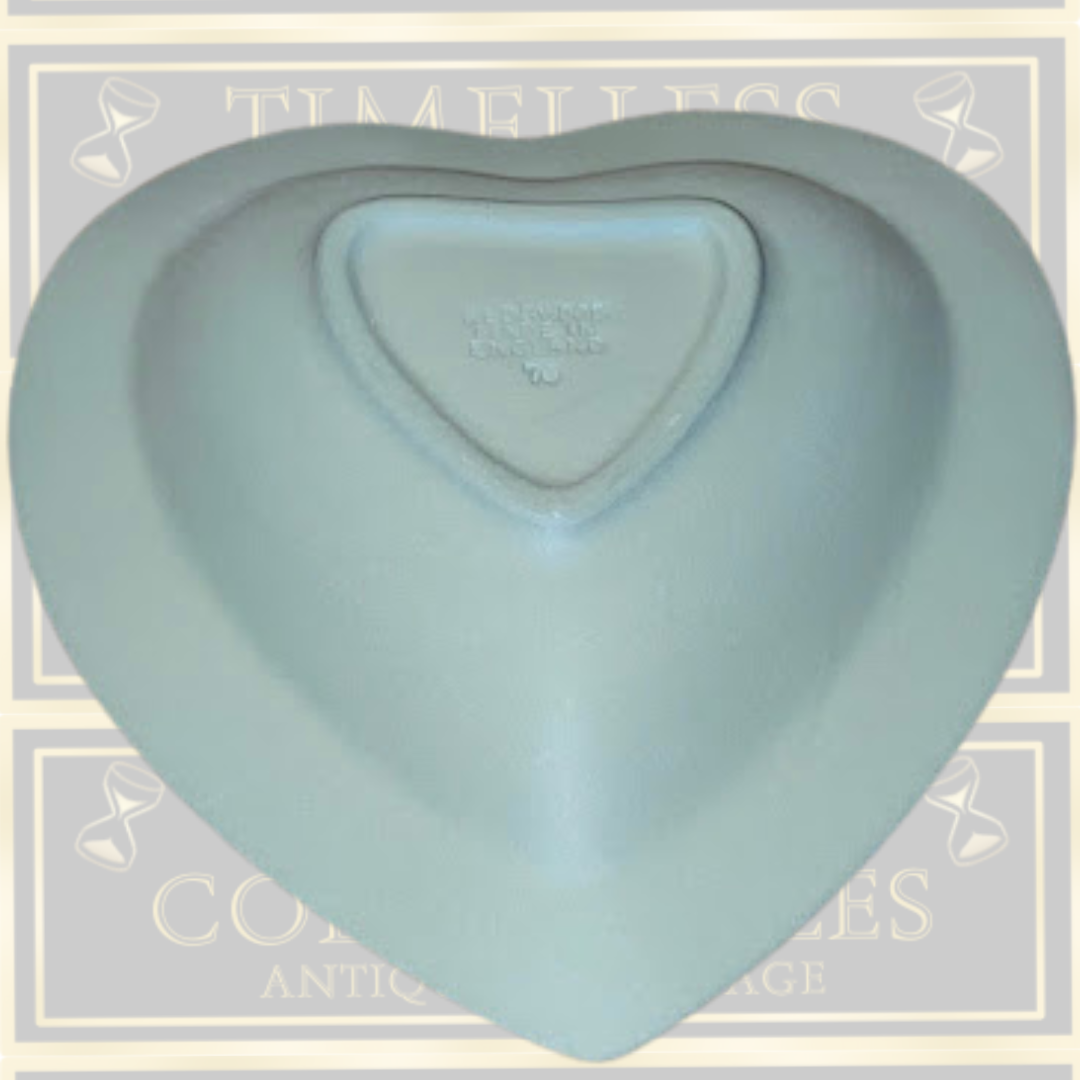 Vintage Sage Green Wedgwood JasperWare Heart-Shaped Trinket Dish
