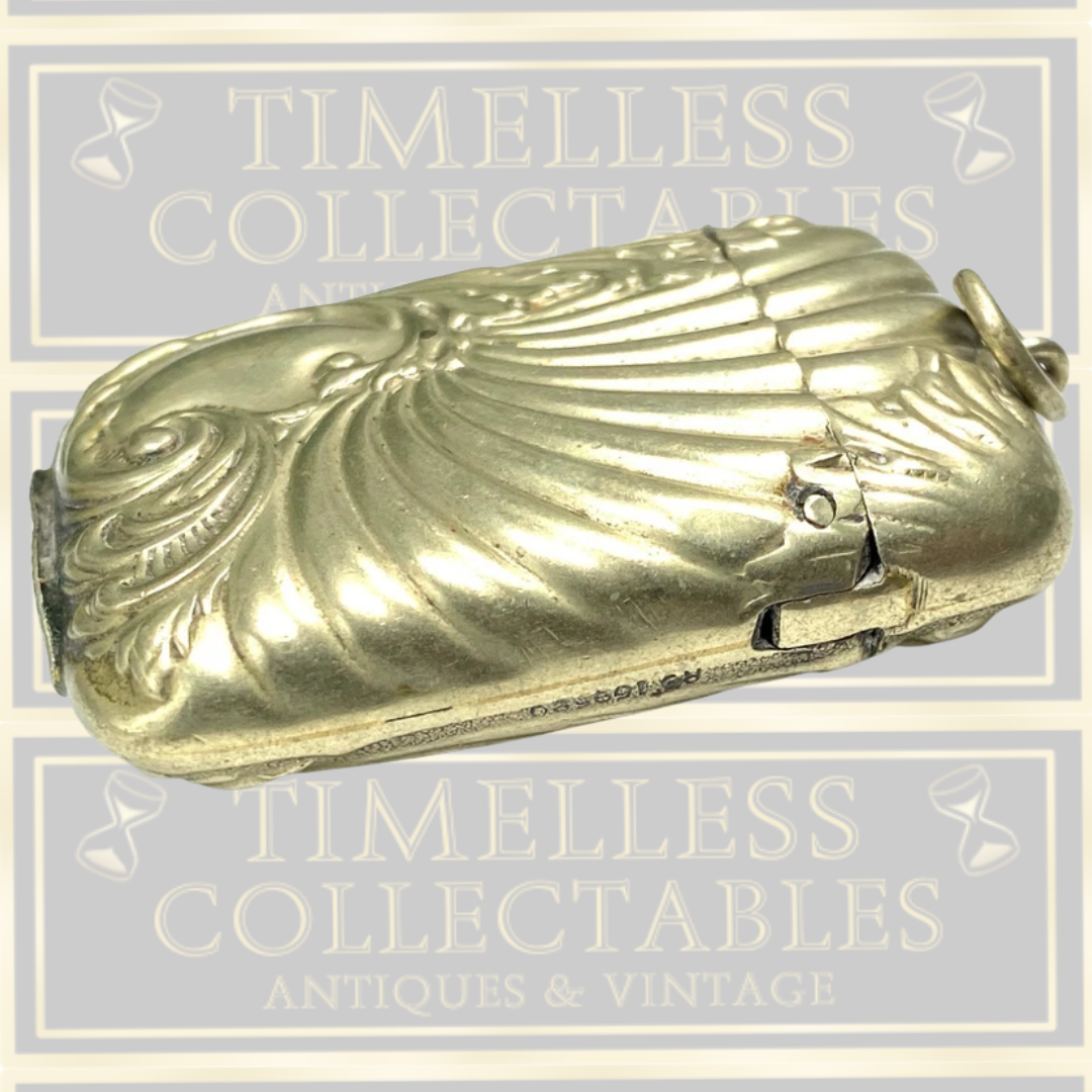 Antique Silver Plated Match Vesta Case Shelled Floral