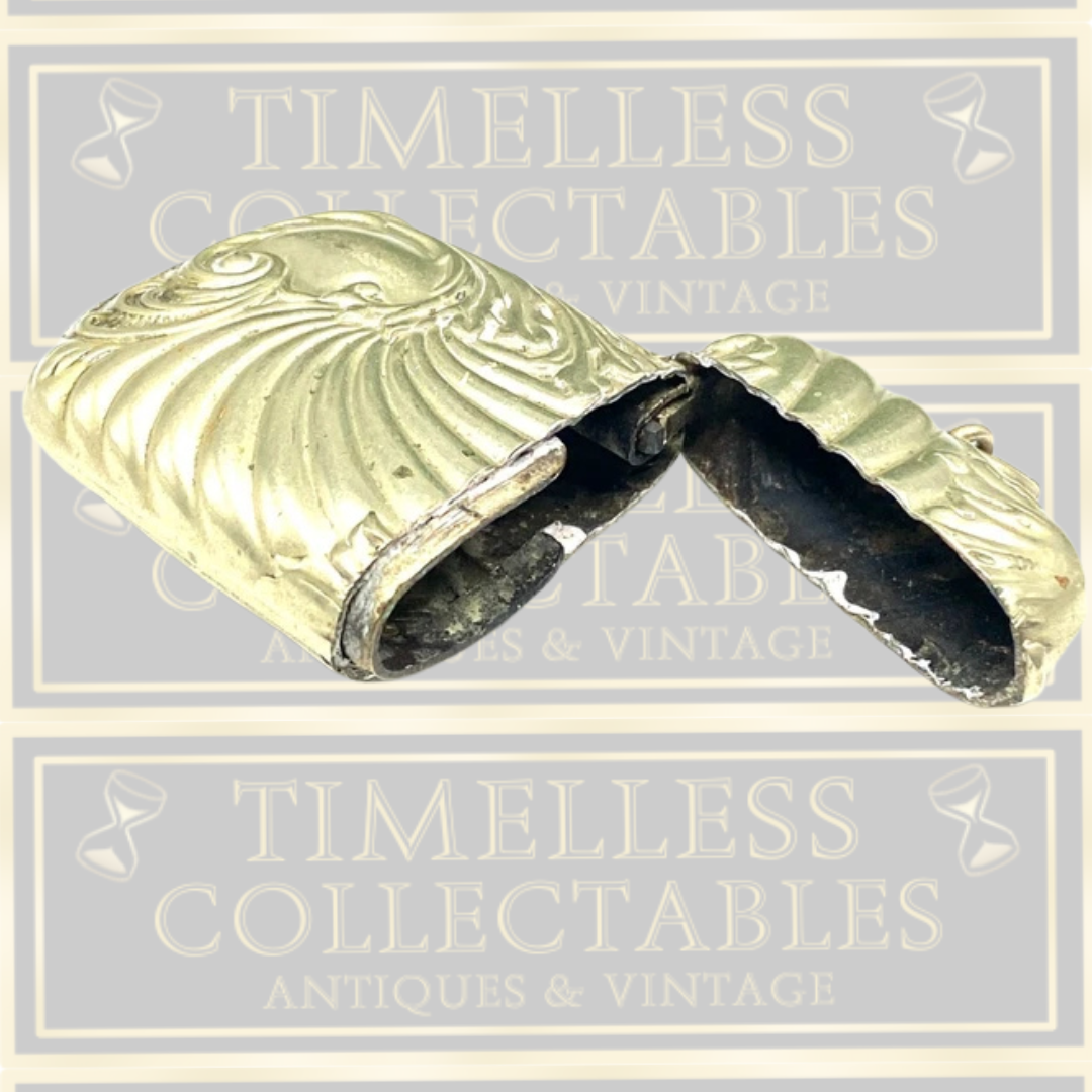 Antique Silver Plated Match Vesta Case Shelled Floral