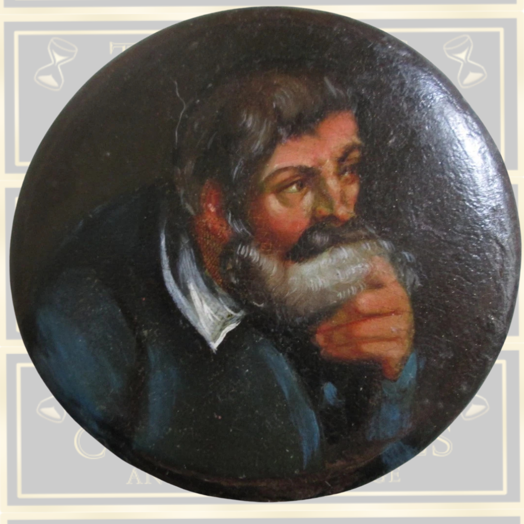 Antique Portrait Painting Terracotta Plaque