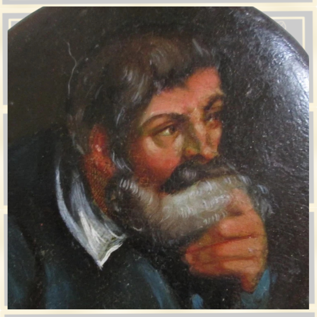 Antique Portrait Painting Terracotta Plaque