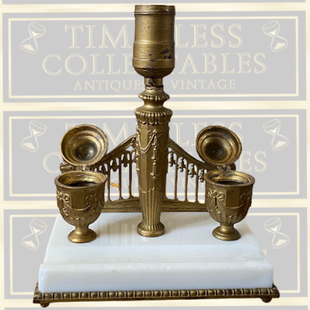 Antique Neoclassical Style Table Lamp & Ink Stands