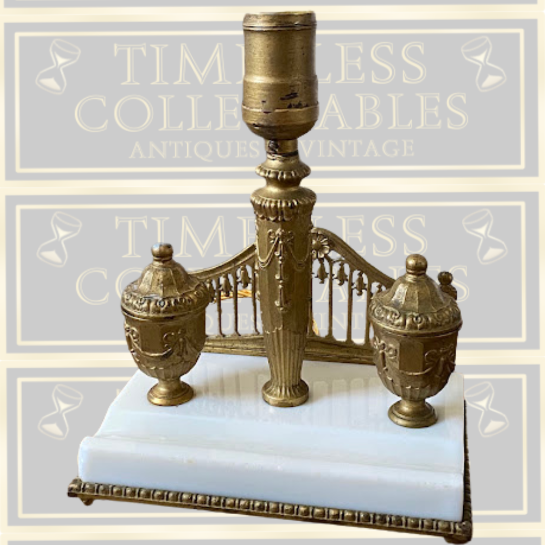 Antique Neoclassical Style Table Lamp & Ink Stands