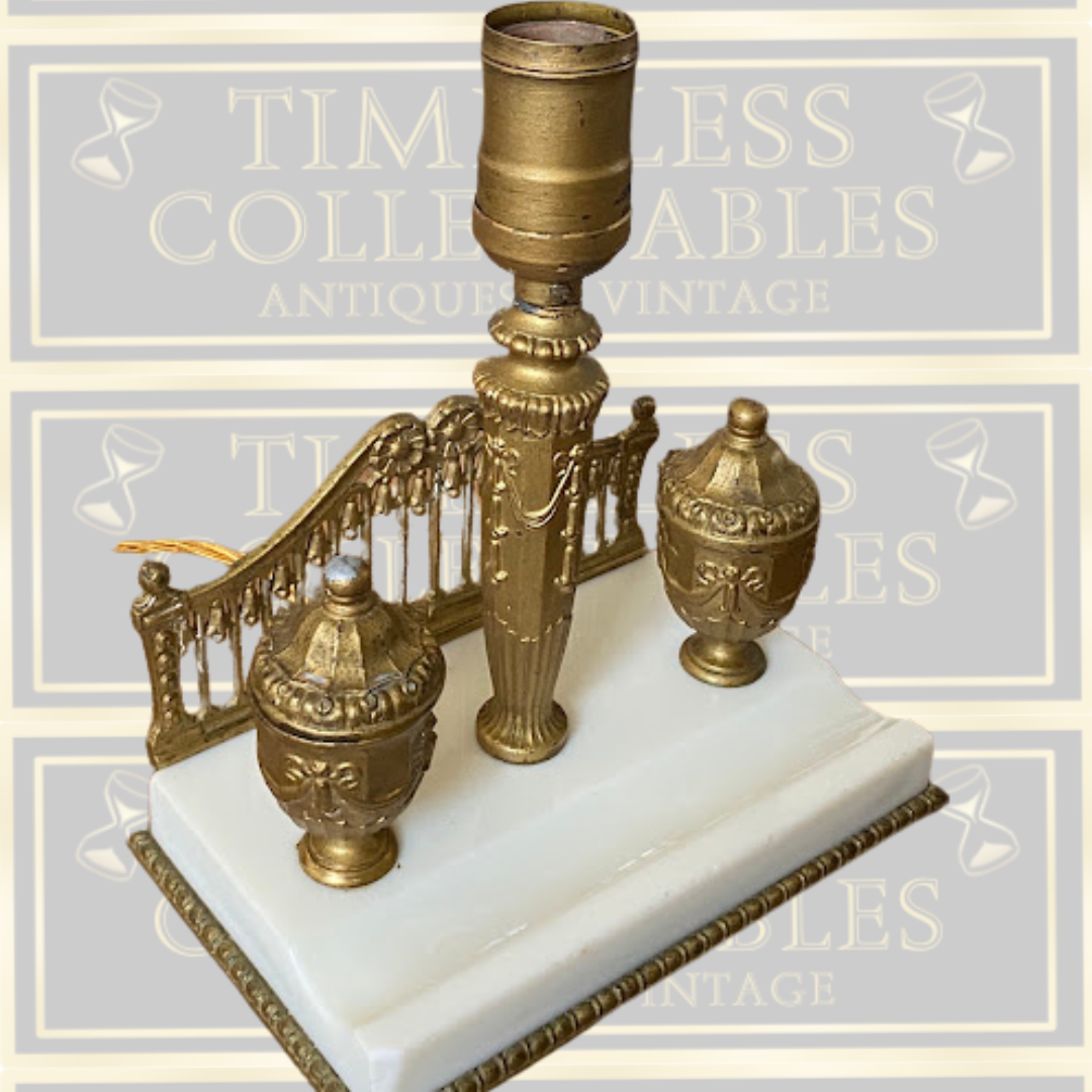 Antique Neoclassical Style Table Lamp & Ink Stands
