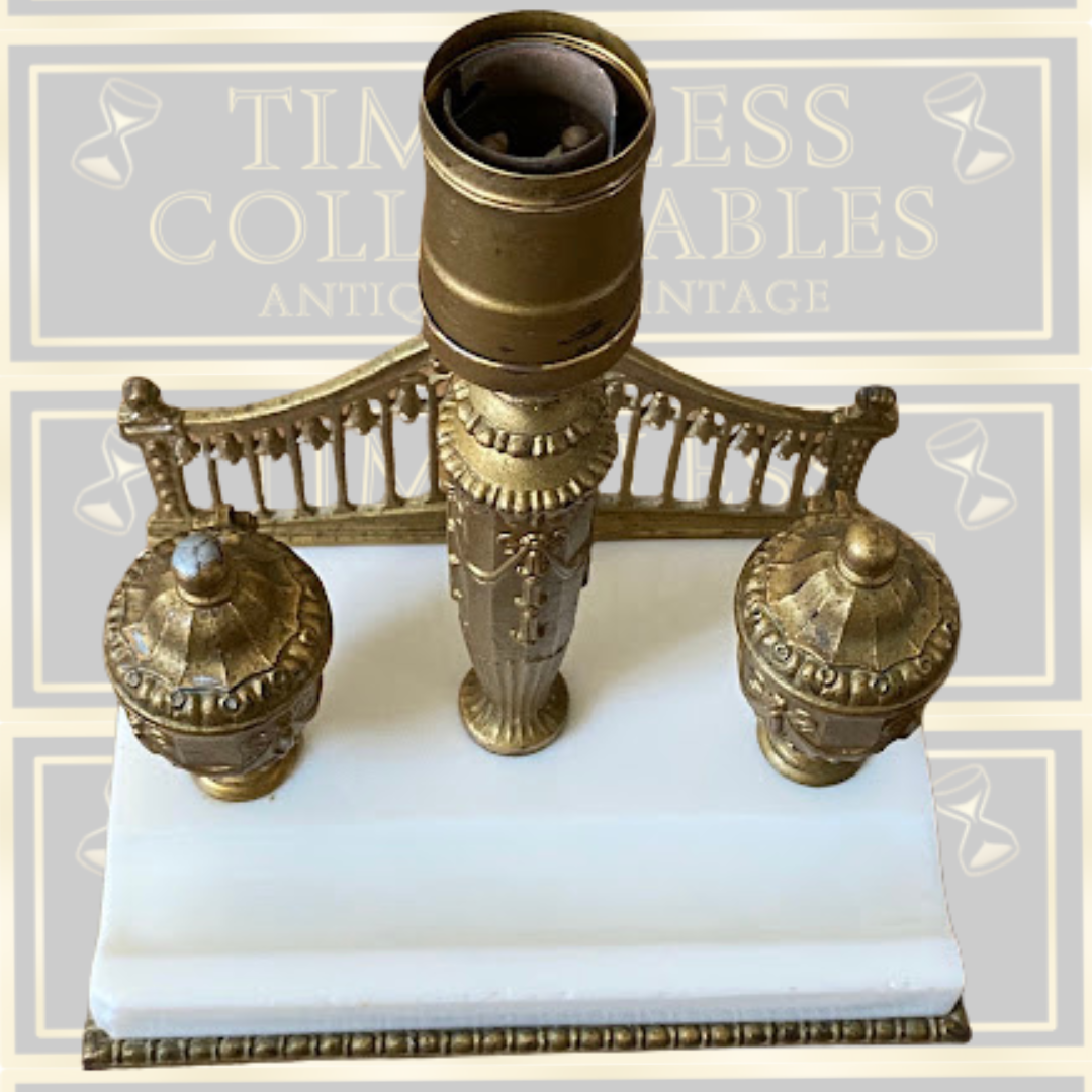 Antique Neoclassical Style Table Lamp & Ink Stands