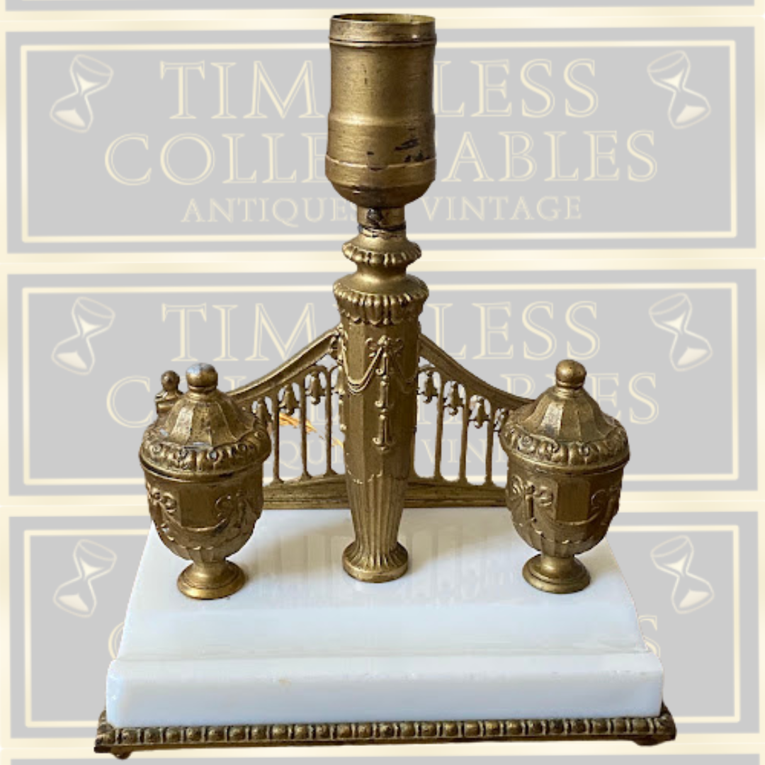 Antique Neoclassical Style Table Lamp & Ink Stands
