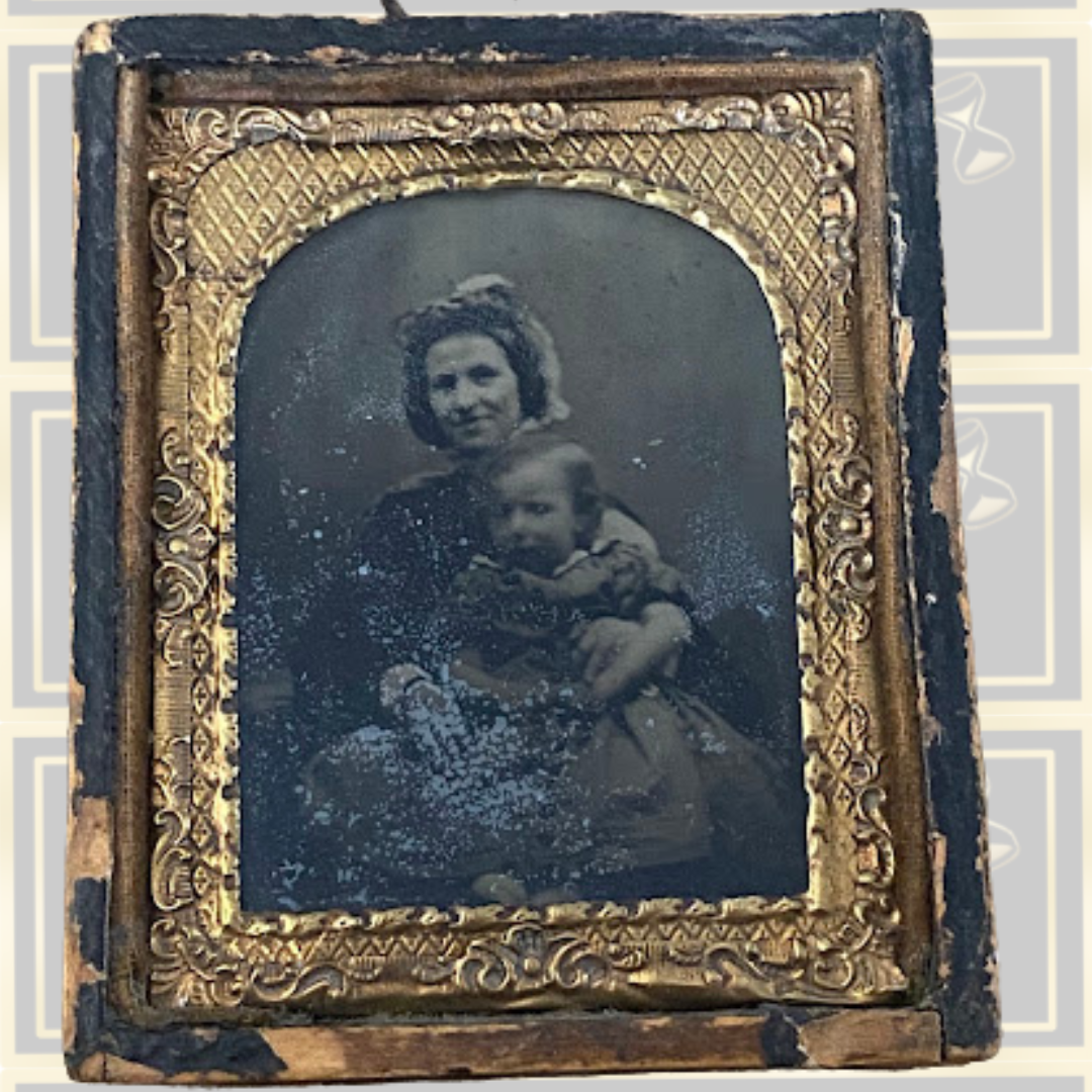 Antique Victorian Ambrotype Mother & Child Photograph