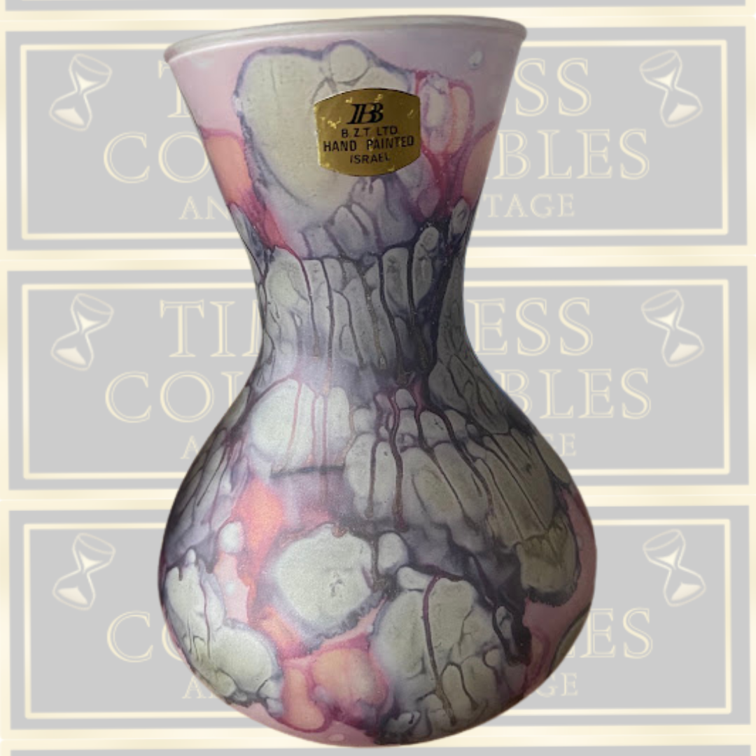 Vintage Pair B.Z.T LTD Nouveau Art Glass Vases