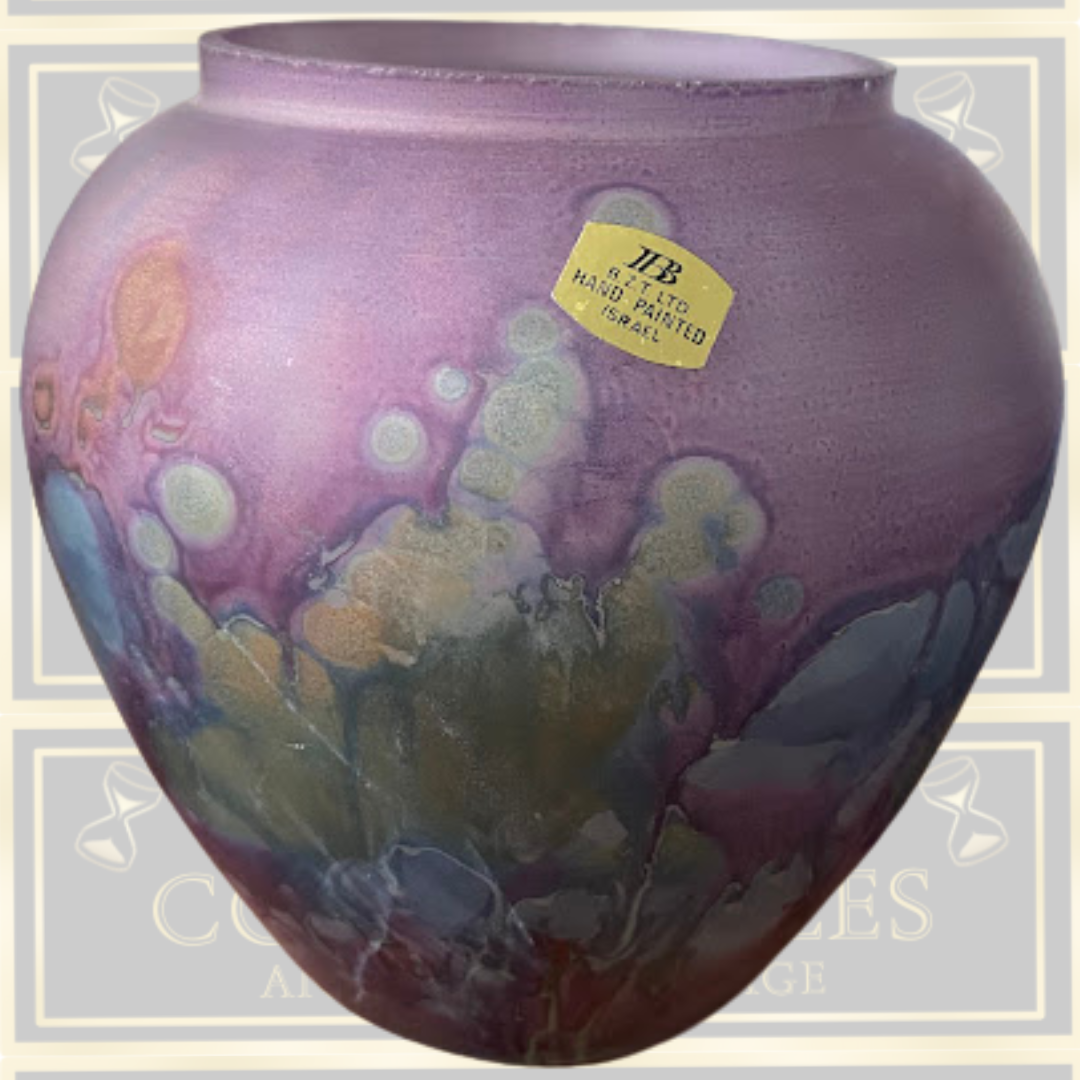 Vintage Pair B.Z.T LTD Nouveau Art Glass Vases