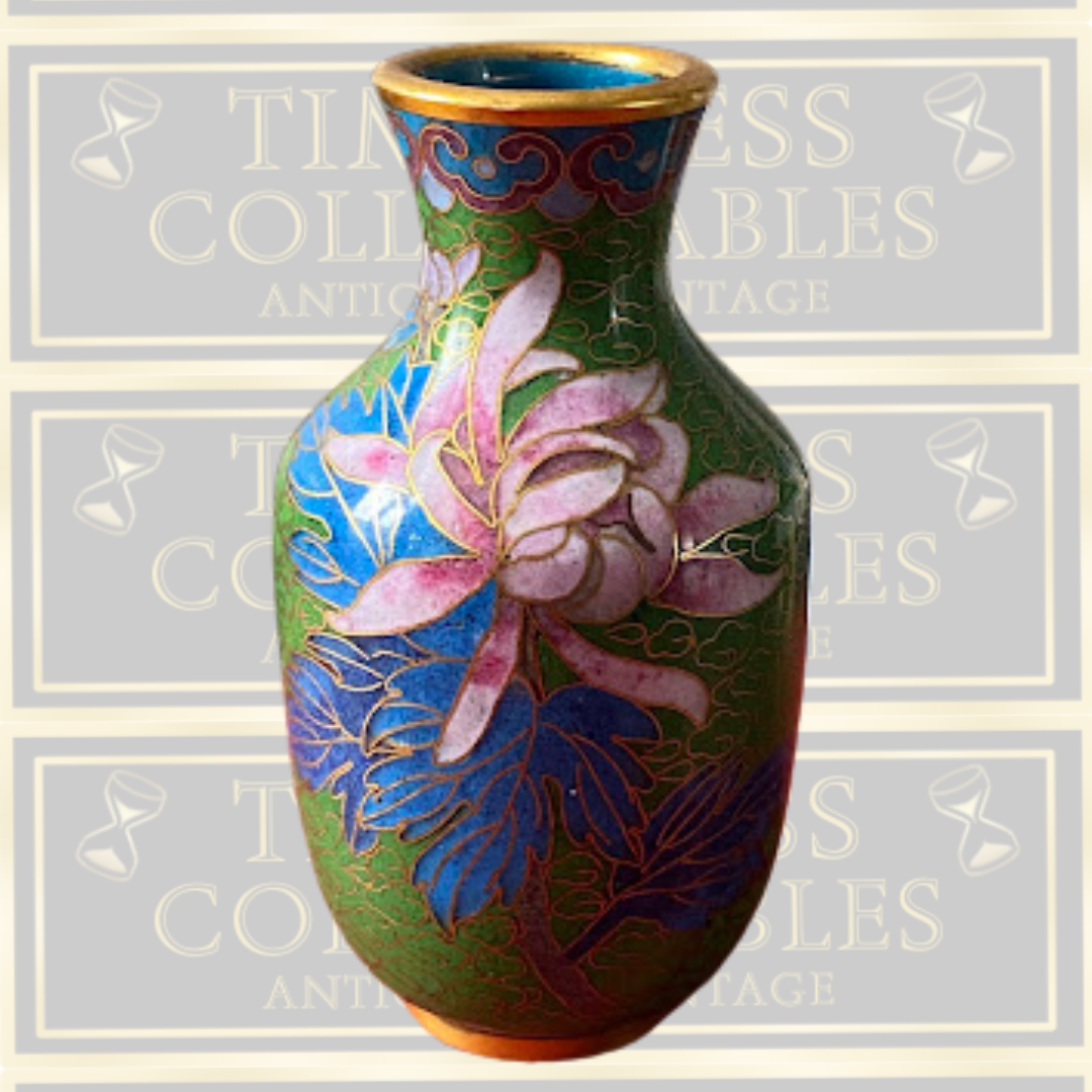 Vintage Chinese Floral Motifs Cloisonné Vase
