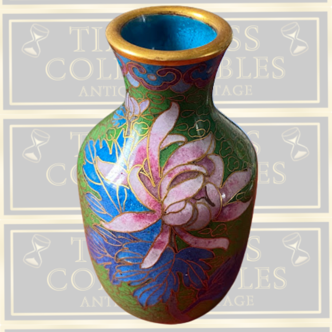 Vintage Chinese Floral Motifs Cloisonné Vase