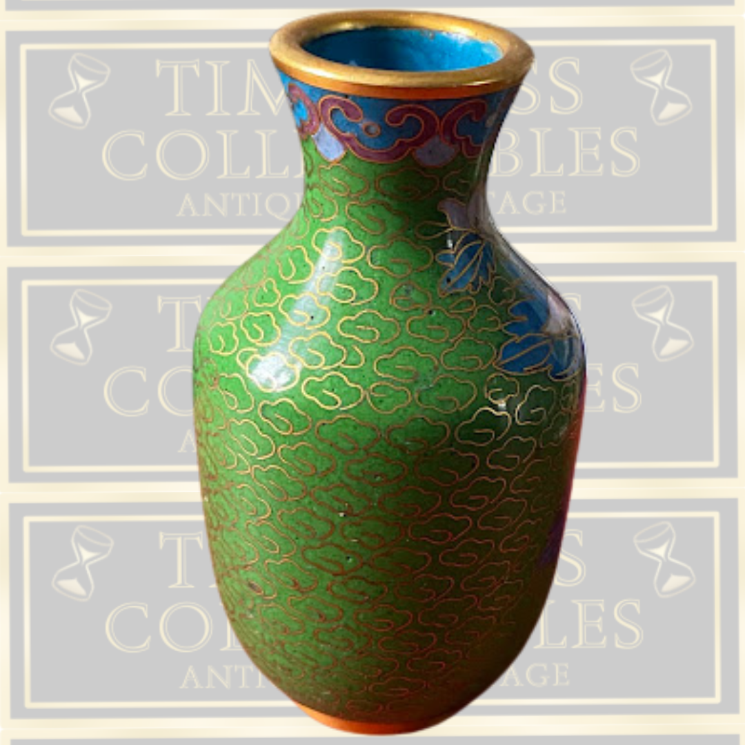 Vintage Chinese Floral Motifs Cloisonné Vase