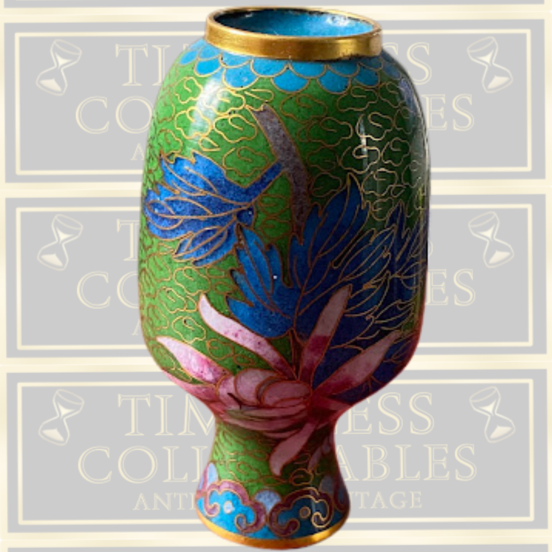 Vintage Chinese Floral Motifs Cloisonné Vase