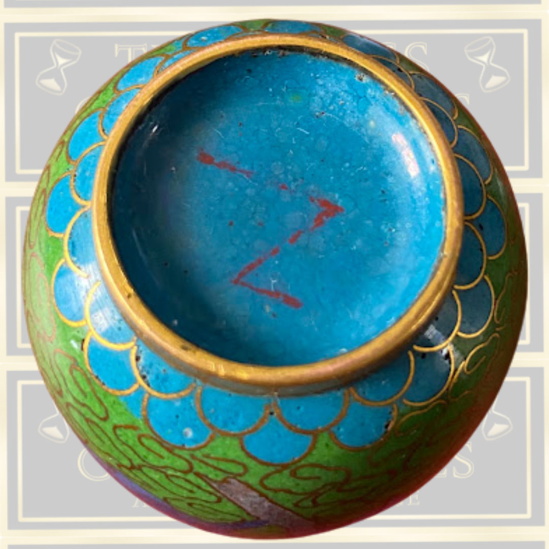 Vintage Chinese Floral Motifs Cloisonné Vase