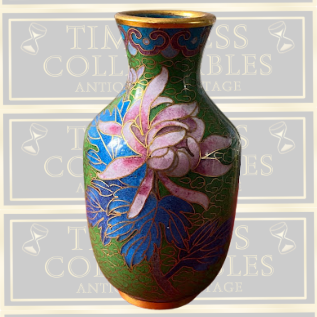 Vintage Chinese Floral Motifs Cloisonné Vase