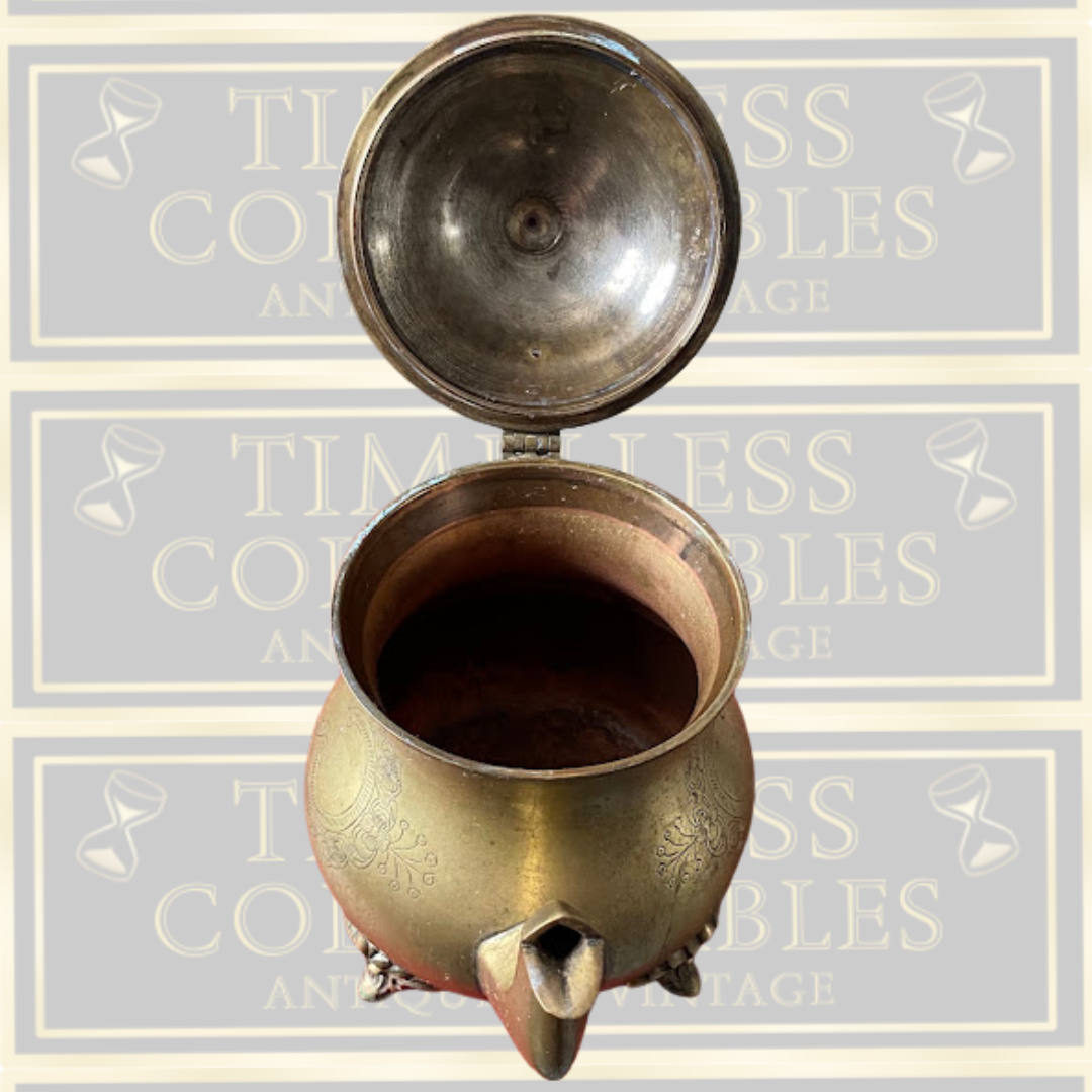 Vintage Engraved Brass Tea Serving Set