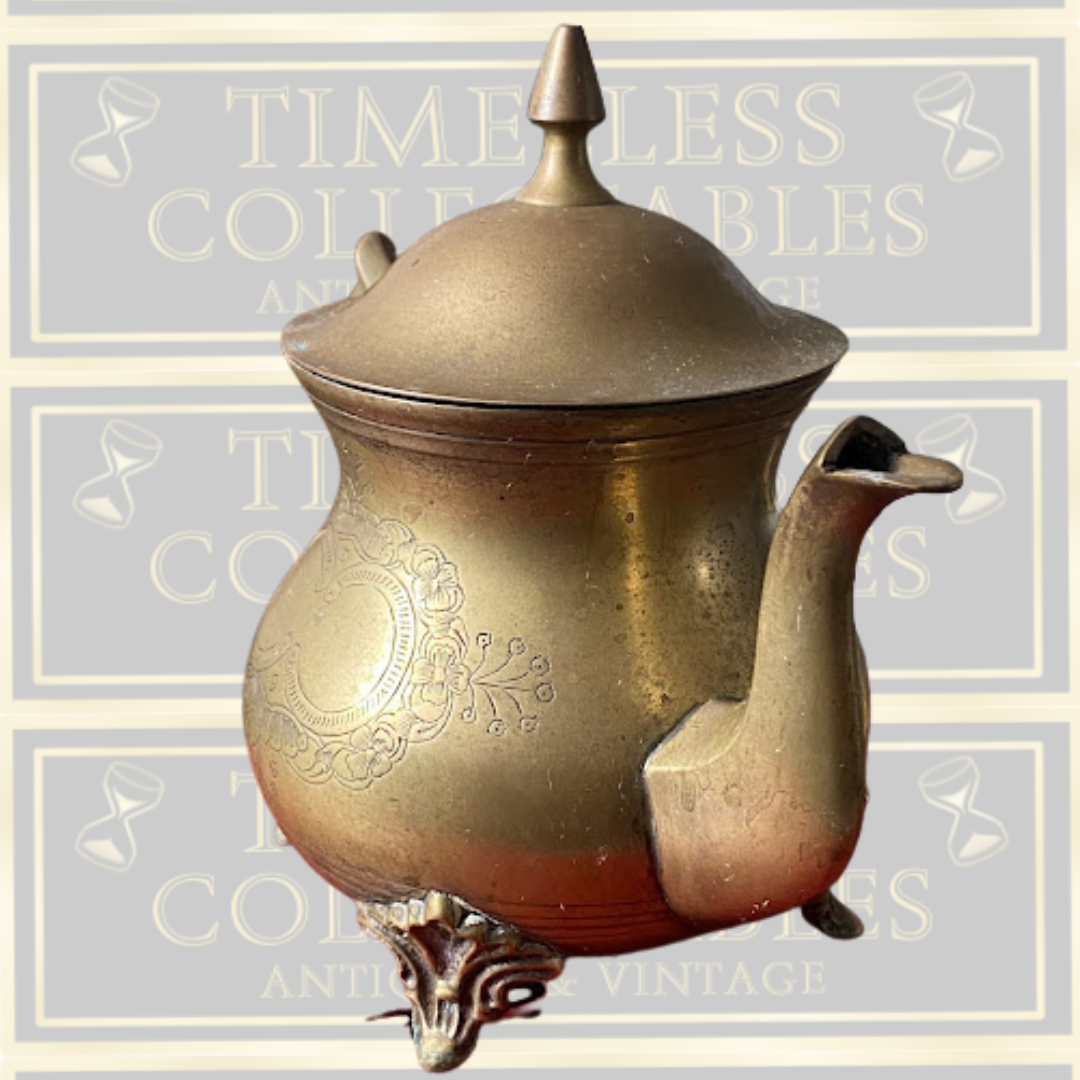 Vintage Engraved Brass Tea Serving Set