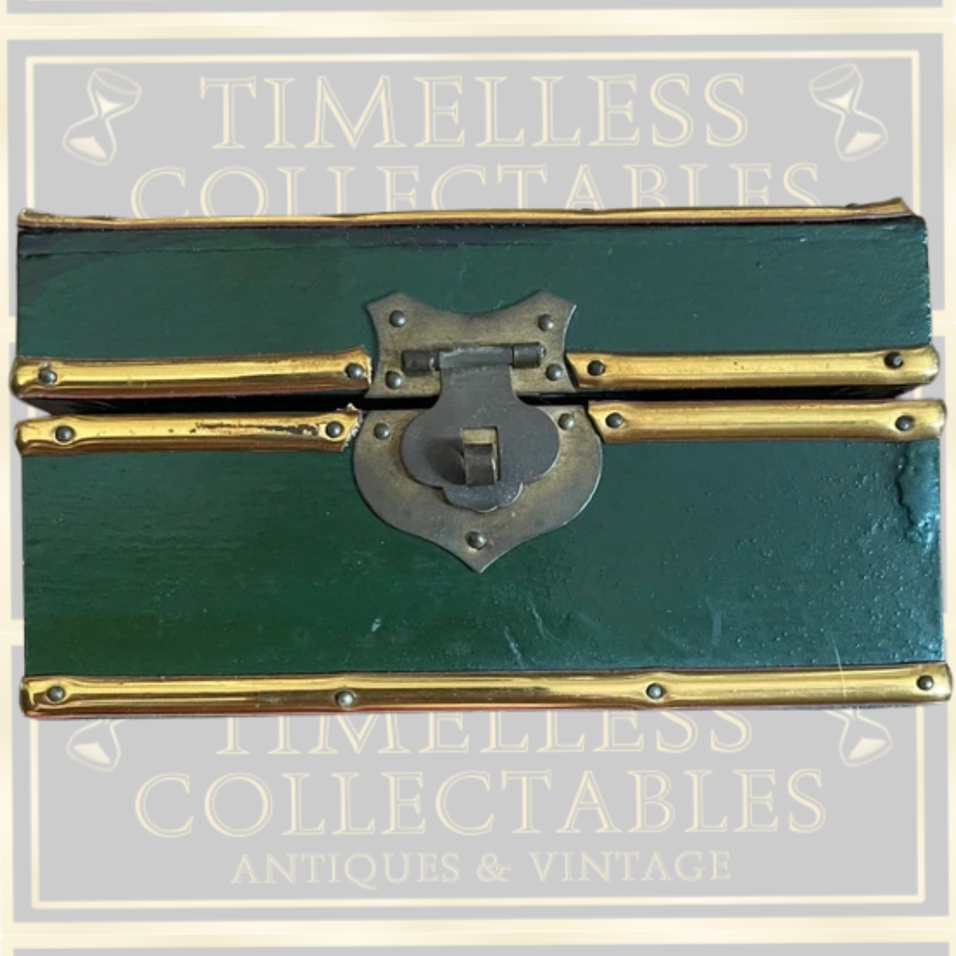 Vintage Brass & Wooden Cherubs Trinket Box