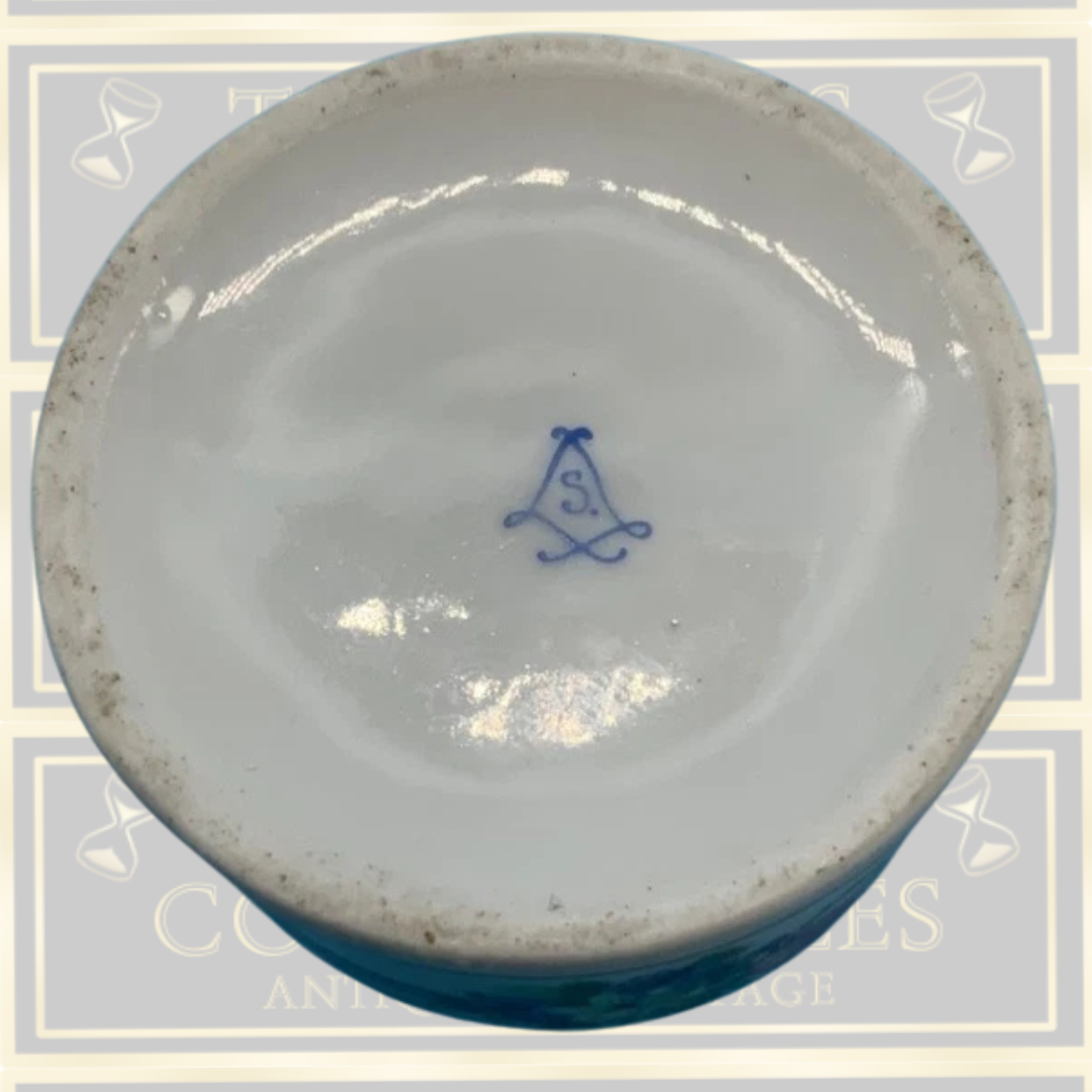 Antique Sevres Porcelain Floral Lidded Trinket Box