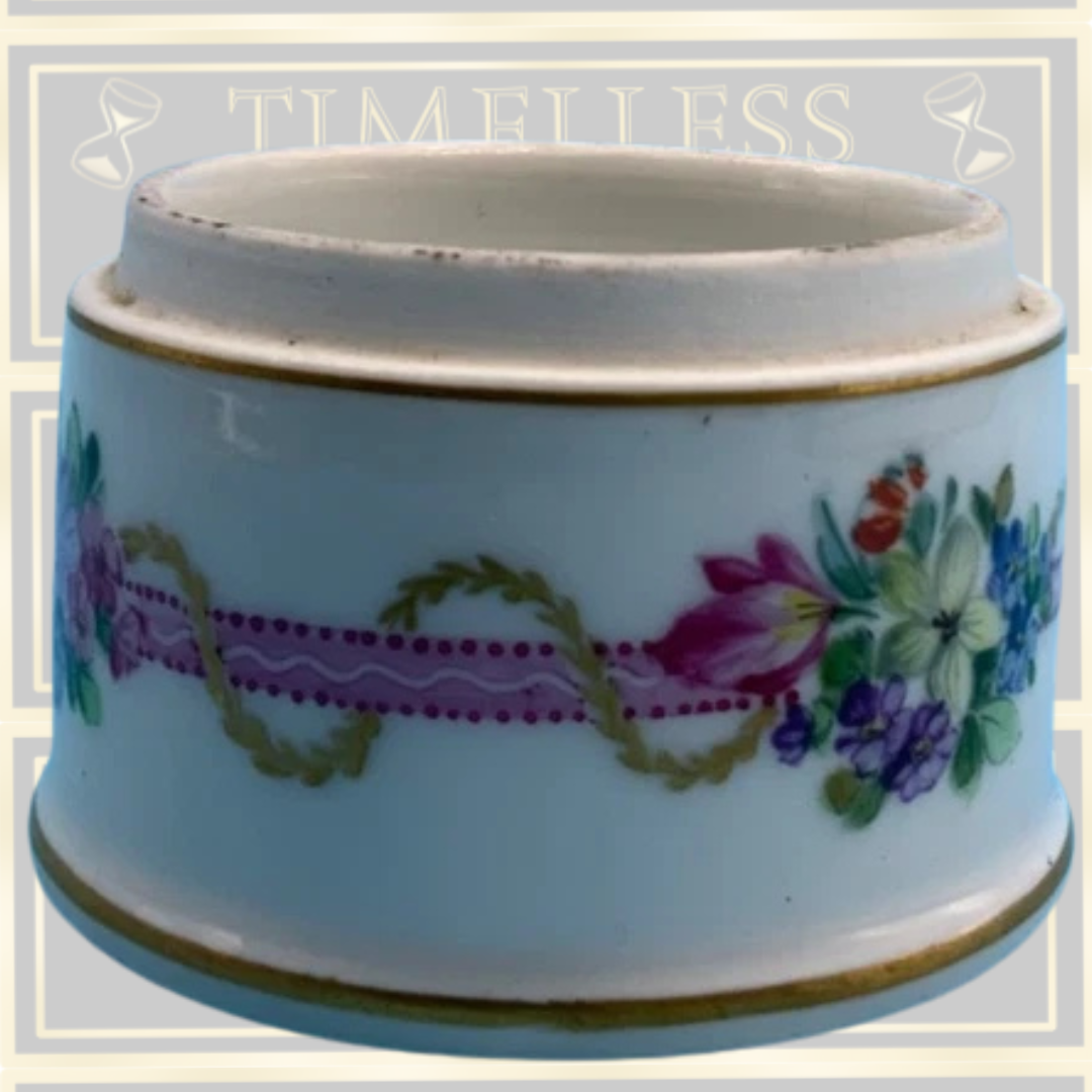 Antique Sevres Porcelain Floral Lidded Trinket Box