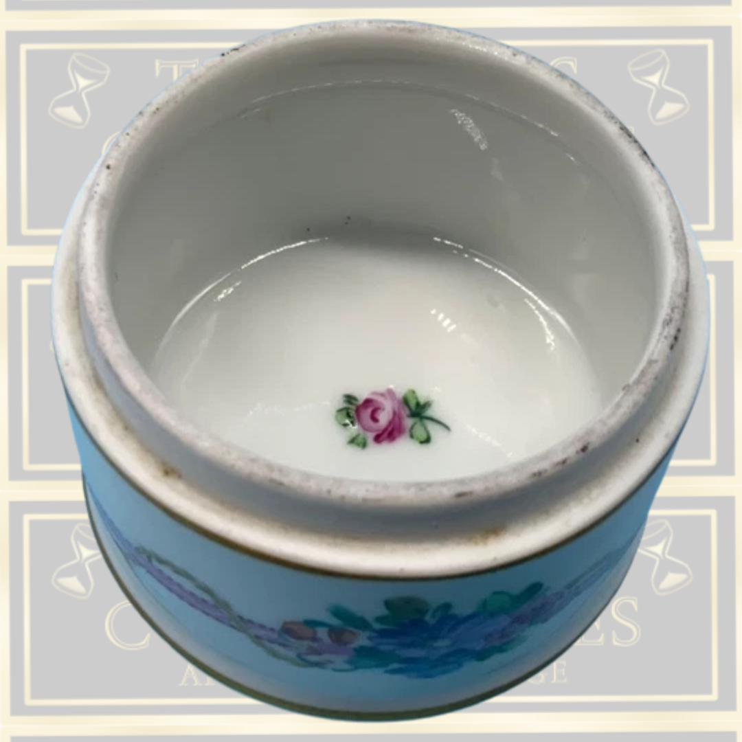Antique Sevres Porcelain Floral Lidded Trinket Box