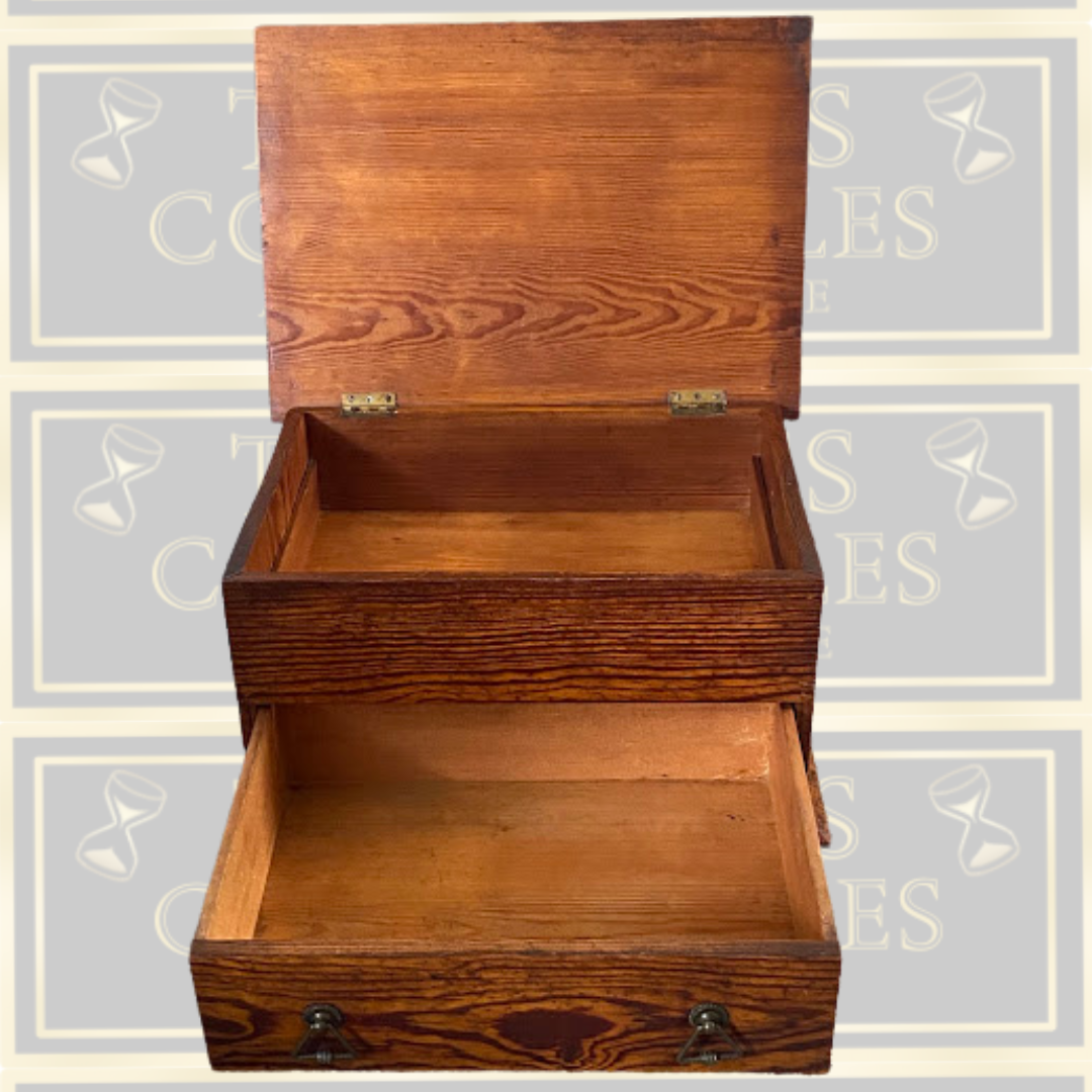 Antique Quartersawn Oak Large Desktop Organizer Box