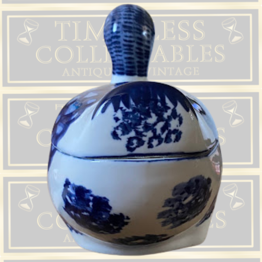 Vintage Large Nora Fenton Blue & White Ceramic Duck