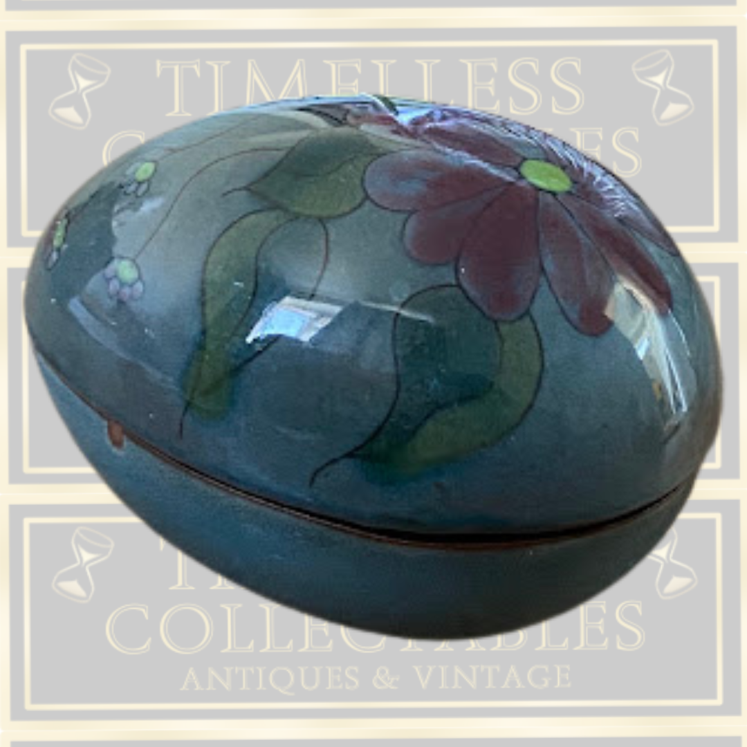 Vintage Moorcroft Floral Pottery Egg-Shaped Trinket