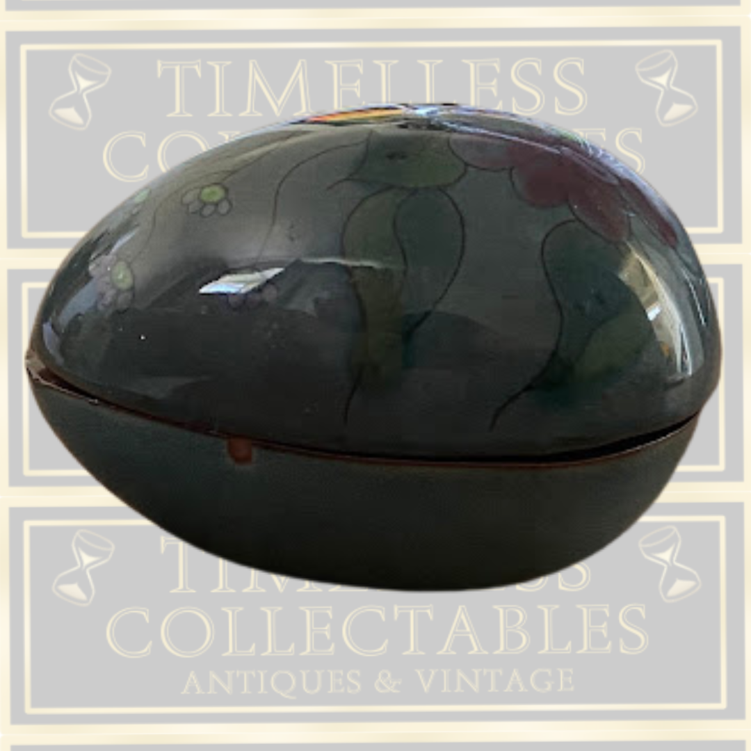 Vintage Moorcroft Floral Pottery Egg-Shaped Trinket