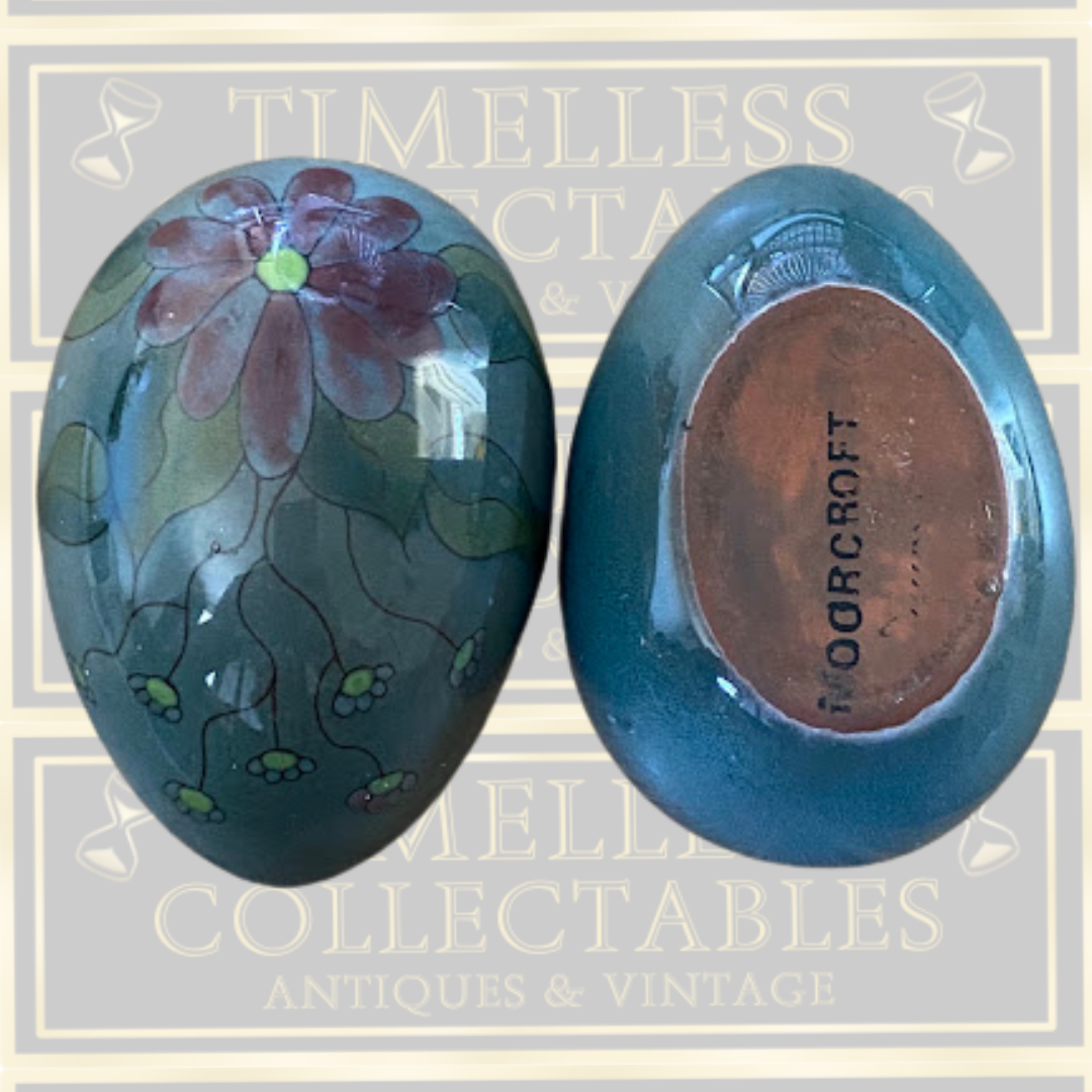 Vintage Moorcroft Floral Pottery Egg-Shaped Trinket