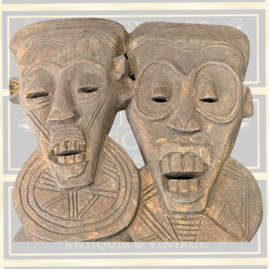 Vintage Large Hand Carved Wooden Tribal Wall Hanging Folk Art Figures