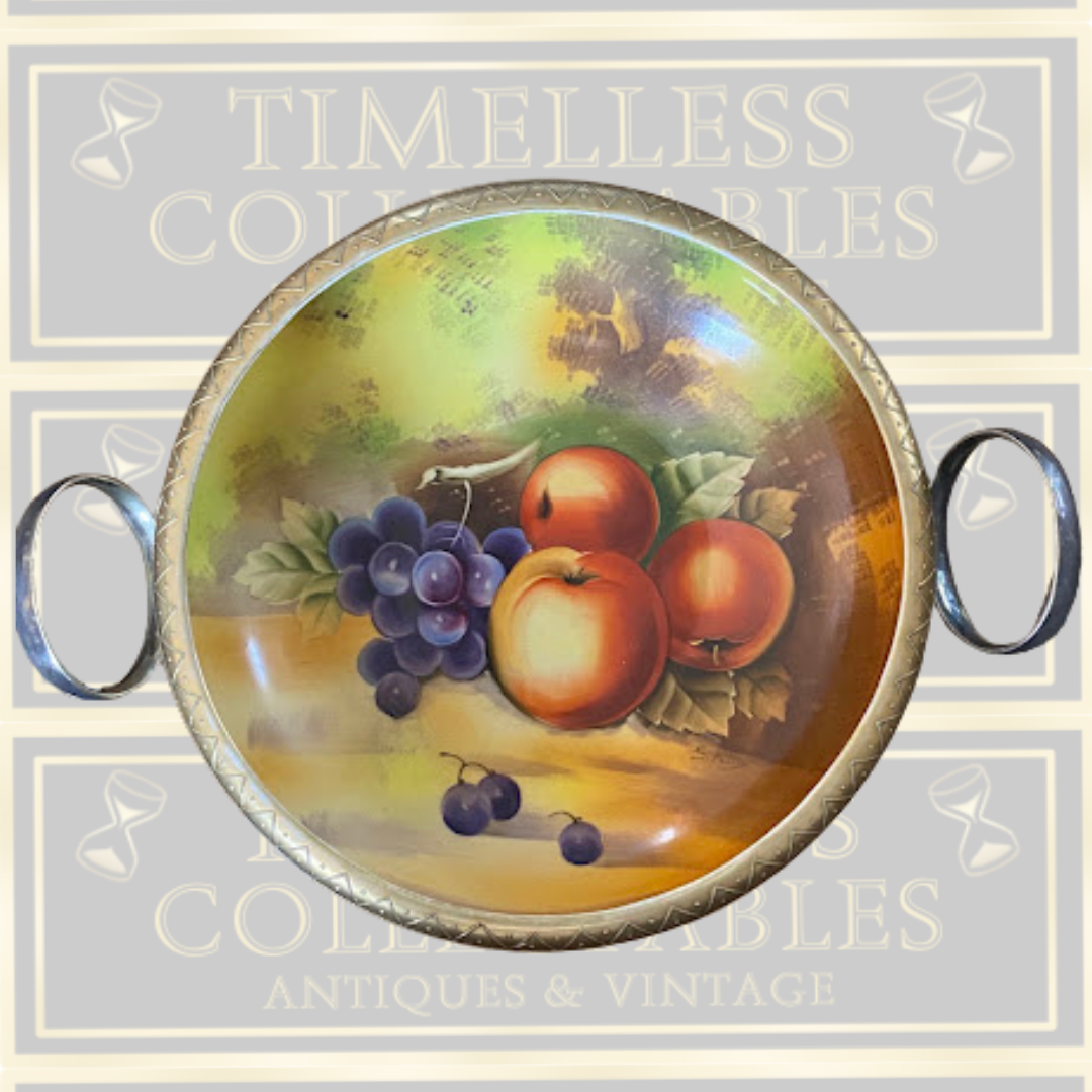Vintage Meito China Hand Painted Fruit bowl Silver Plated Stand
