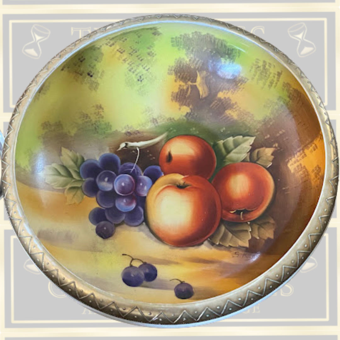 Vintage Meito China Hand Painted Fruit bowl Silver Plated Stand